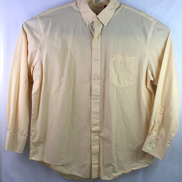 IZOD Yellow & White Check Button Shirt - Picture 1 of 8
